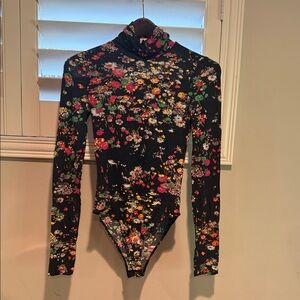 H&M Black Floral Long Sleeve Bodysuit